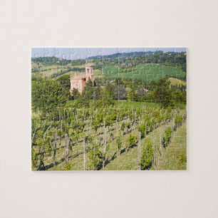 Italy, Bologna, View through Vineyard to Chiesa Jigsaw Puzzle