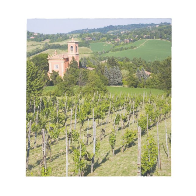 Italy, Bologna, View through Vineyard to Chiesa Notepad (Front)