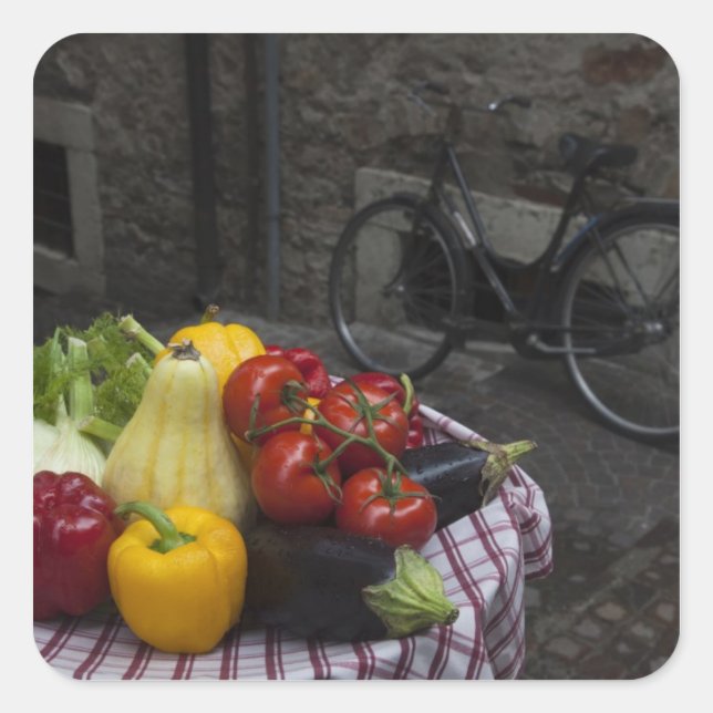 Italy, Brescia Province, Gargnano. Table with 2 Square Sticker (Front)