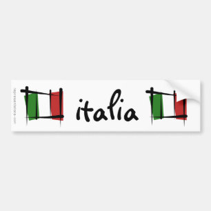 Italy Brush Flag Bumper Sticker
