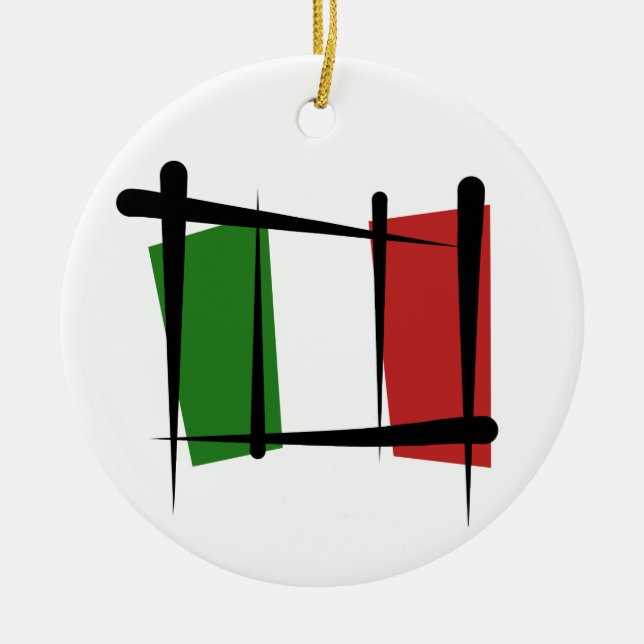 Italy Brush Flag Ceramic Tree Decoration (Front)
