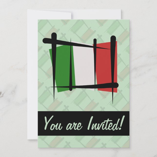Italy Brush Flag Invitation (Front)