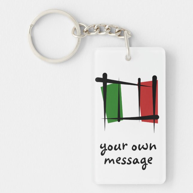 Italy Brush Flag Key Ring (Front)