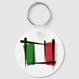 Italy Brush Flag Key Ring