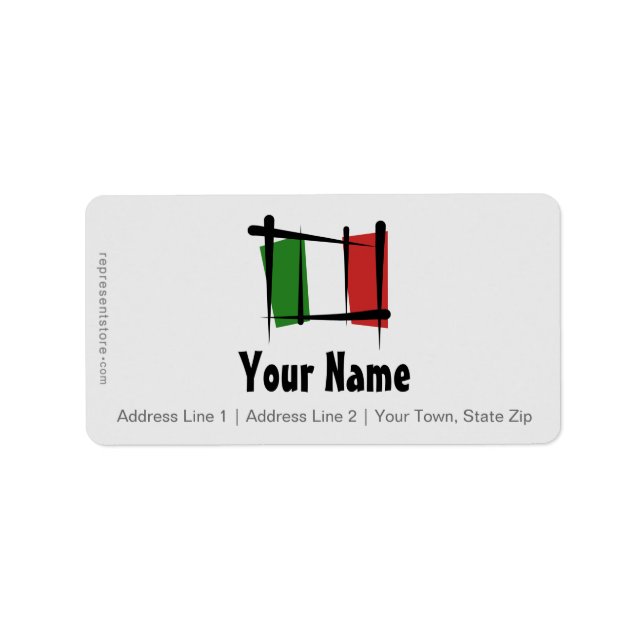 Italy Brush Flag Label (Front)
