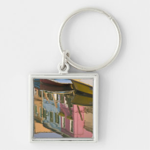 Italy, Burano. Boats on a canal with Key Ring
