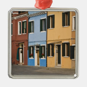Italy, Burano. Colourful row of homes and empty Metal Tree Decoration