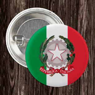 Italy button, patriotic Italian Flag, Emblem 3 Cm Round Badge