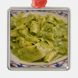 Italy, Camogli. Plate of pasta with pesto Metal Tree Decoration
