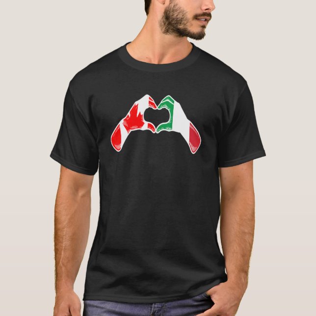 Italy Canada Flag Italian Canadian Heart T-Shirt (Front)