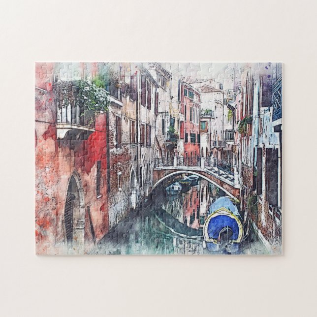 Italy Canal Venice Reflection Romance Jigsaw Puzzle (Horizontal)