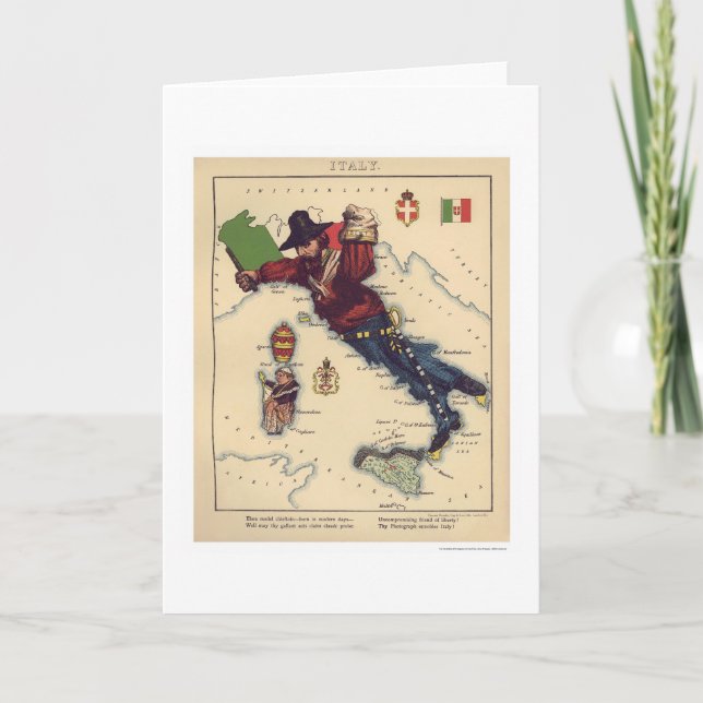 Italy Caricature Map 1868 Card (Front)
