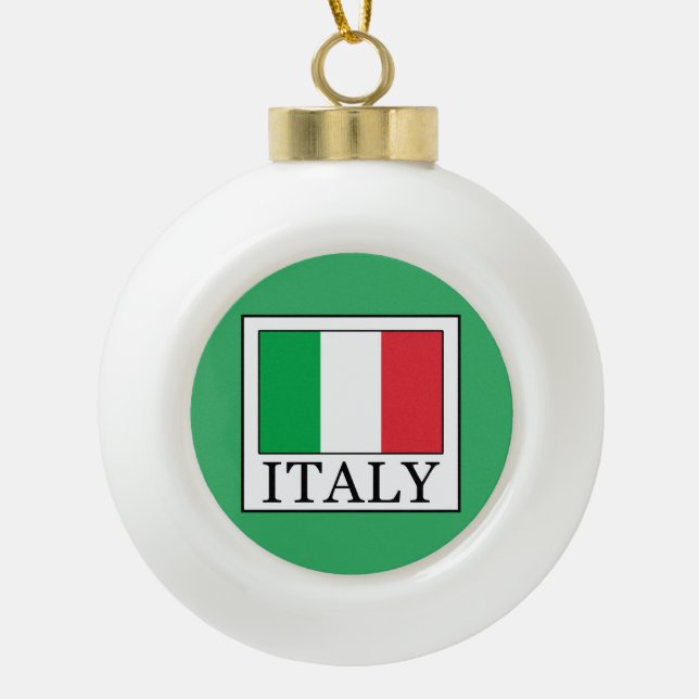 Italy Ceramic Ball Christmas Ornament (Front)