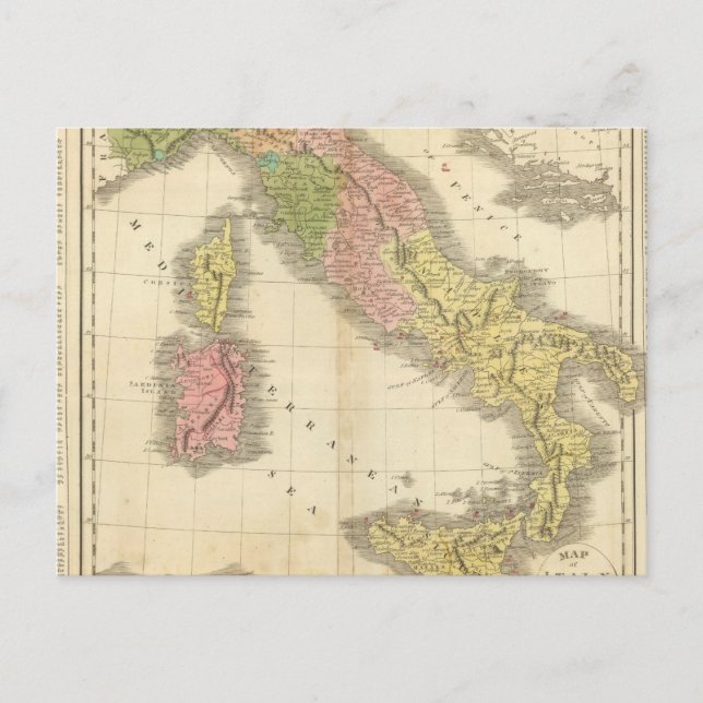 Italy Chonology Atlas Map Postcard (Front)