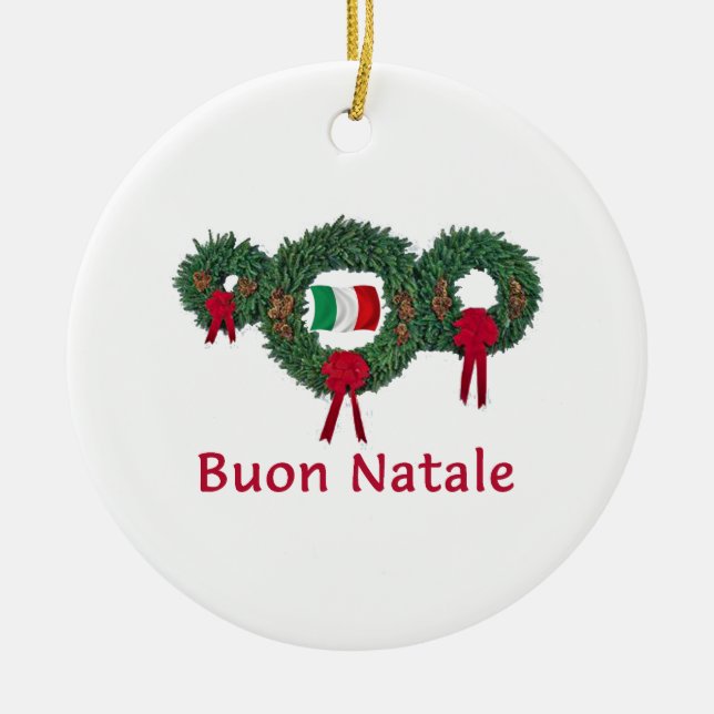 Italy Christmas 2 Ceramic Tree Decoration (Front)
