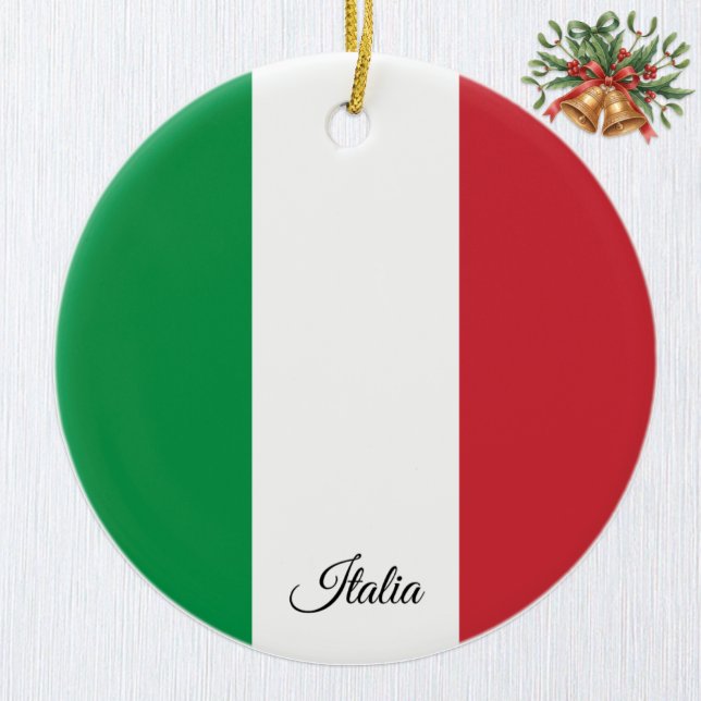 Italy Christmas Ornament, Italian Flag Ceramic Tree Decoration (Italian Flag Ornament / Italia)