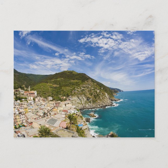 Italy, Cinque Terre, Vernazza, Hillside Town of 2 Postcard (Front)