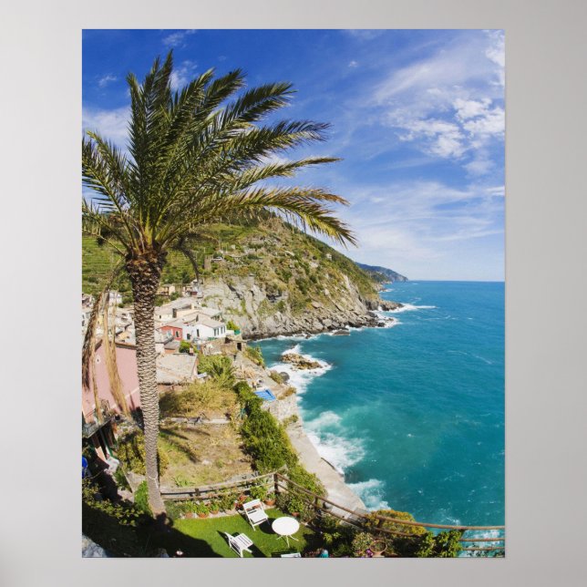 Italy, Cinque Terre, Vernazza, Hillside Town of Poster (Front)