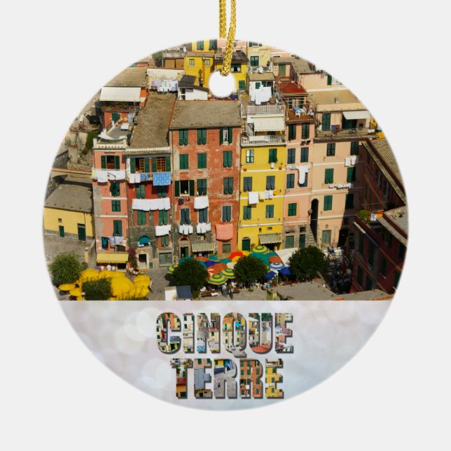 Italy Cinque Terre Vernazza Photo Ceramic Tree Decoration (Front)