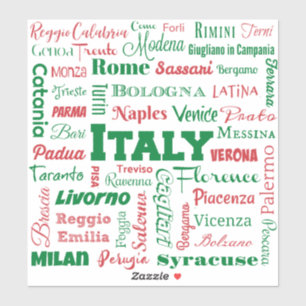Italy Cities vinyl sticker - Italian flag colours
