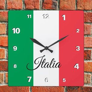 Italy Clock, patriotic home, Italian Flag Square Wall Clock