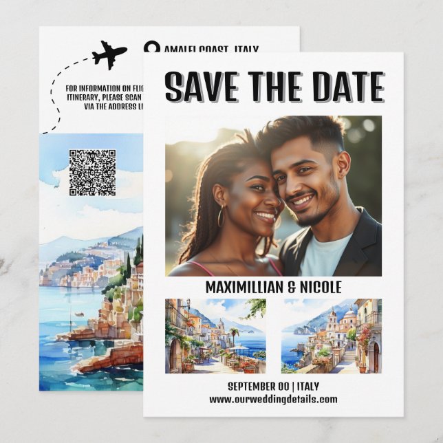 Italy coast photo save the date destination amalfi (Front/Back)