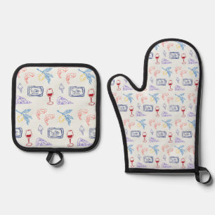Italy Coastal Food Oven Mitt & Pot Holder Set