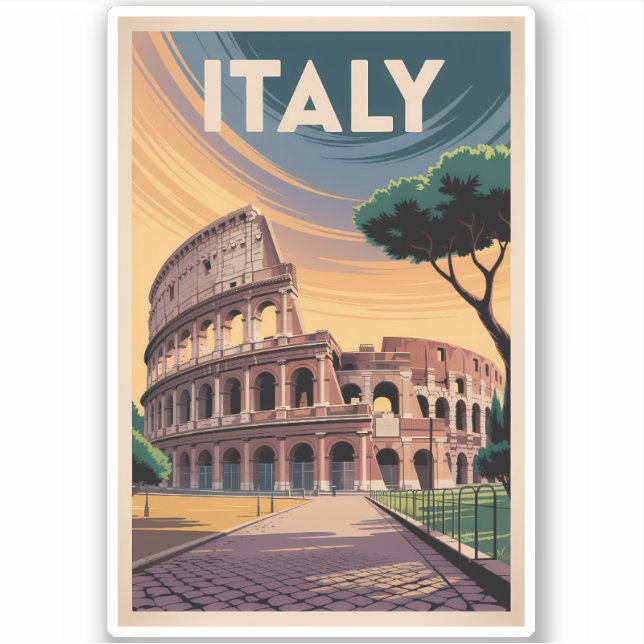 Italy Colosseum Illustration Travel Art Vintage (Front)