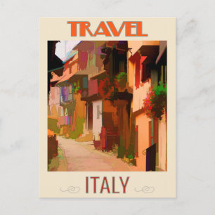 Italy Colourful Houses Vintage Travel Postcard