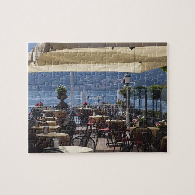 Italy, Como Province, Bellagio. Lakeside cafe. Jigsaw Puzzle (Horizontal)