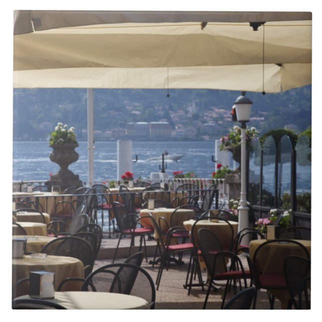 Italy, Como Province, Bellagio. Lakeside cafe. Tile (Front)