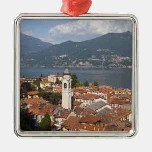 Italy, Como Province, Menaggio. Town view and Metal Tree Decoration
