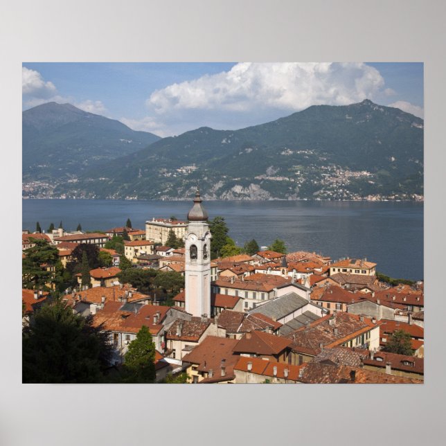 Italy, Como Province, Menaggio. Town view and Poster (Front)