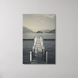 Italy, Como Province, Tremezzo. Lake pier. Canvas Print