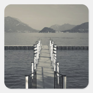 Italy, Como Province, Tremezzo. Lake pier. Square Sticker