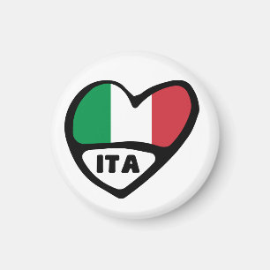 Italy Country Code Flag Heart, ITA Magnet
