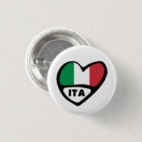 Italy Country Code Flag Heart Pin Badge, ITA