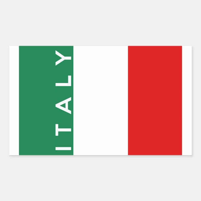 italy country flag symbol name text rectangular sticker (Front)