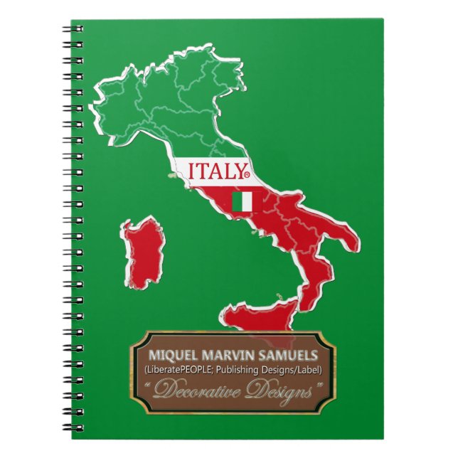 Italy country outline Flag Colours Modern Notebook (Front)