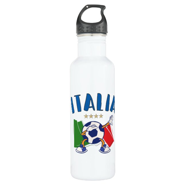 Italy Dabbing Soccer Ball Flag 4 stars 710 Ml Water Bottle (Front)