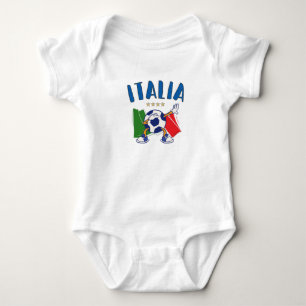 Italy Dabbing Soccer Ball Flag 4 stars Baby Bodysuit