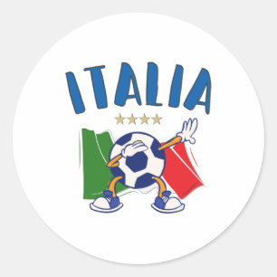 Italy Dabbing Soccer Ball Flag 4 stars Classic Round Sticker