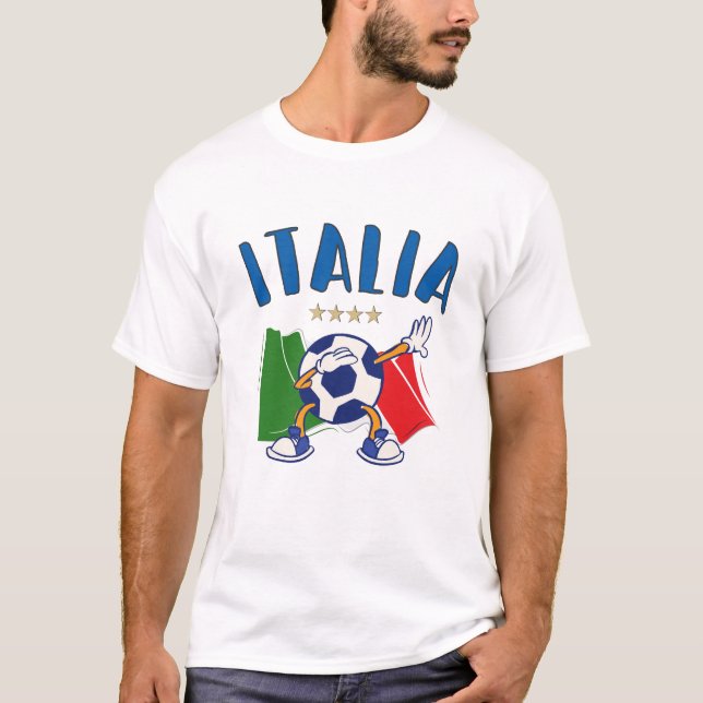 Italy Dabbing Soccer Ball Flag 4 stars T-Shirt (Front)