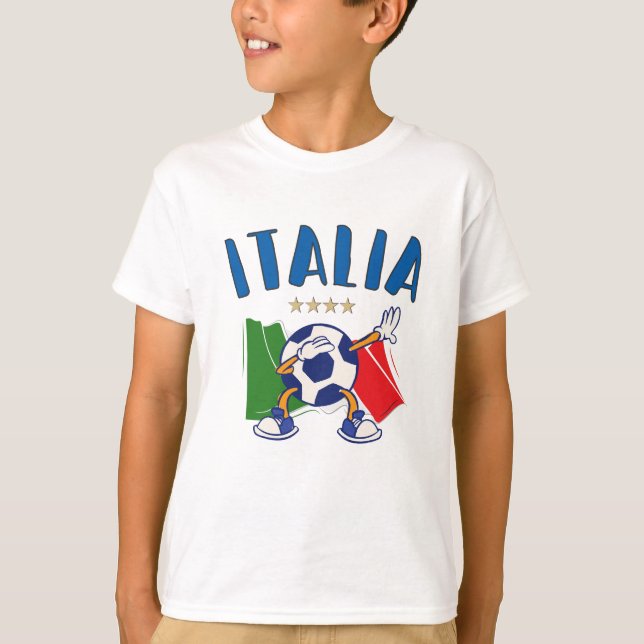 Italy Dabbing Soccer Ball Flag 4 stars T-Shirt (Front)