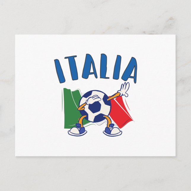 Italy Dabbing Soccer Ball Flag Postcard (Front)