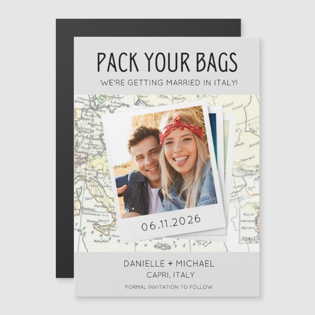 Italy Destination Wedding Photo Save the Date Magnetic Invitation (Front/Back)