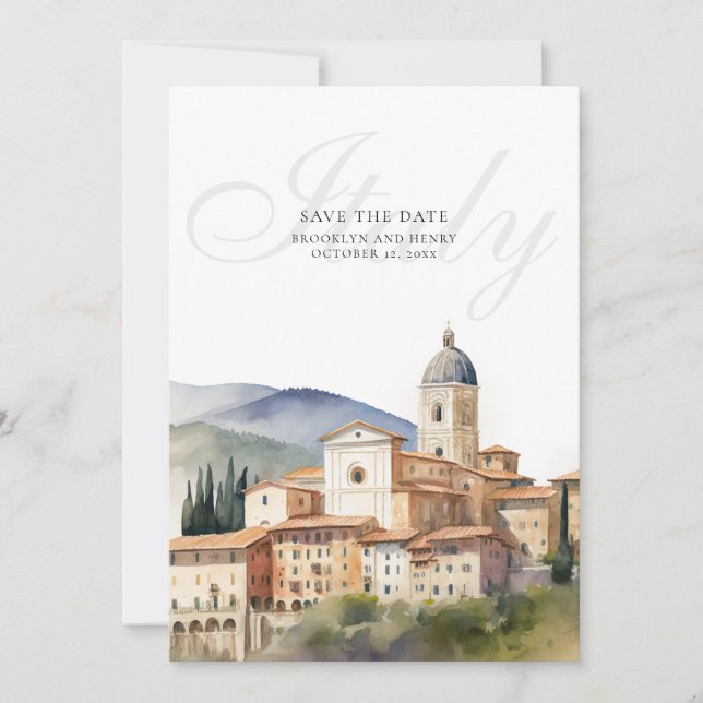 Italy Destination Wedding Save the Date Card (Front)