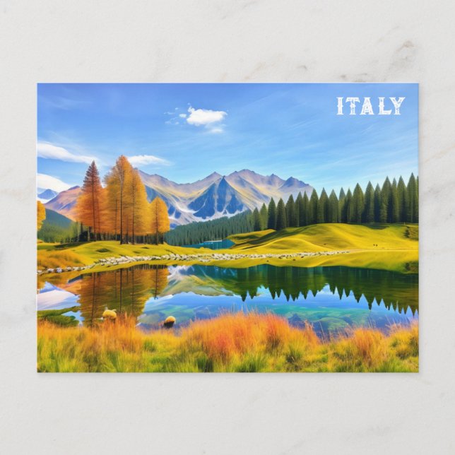 Italy Dolomite Alps Watercolor Travel Postcard (Front)