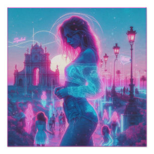 Italy   Ethereal Dreamy Urban Vaporwave Retrowave Poster