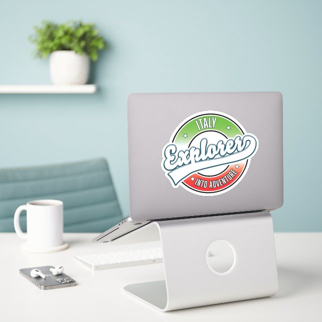 Italy explorer into adventure logo. (Laptop On Desk)